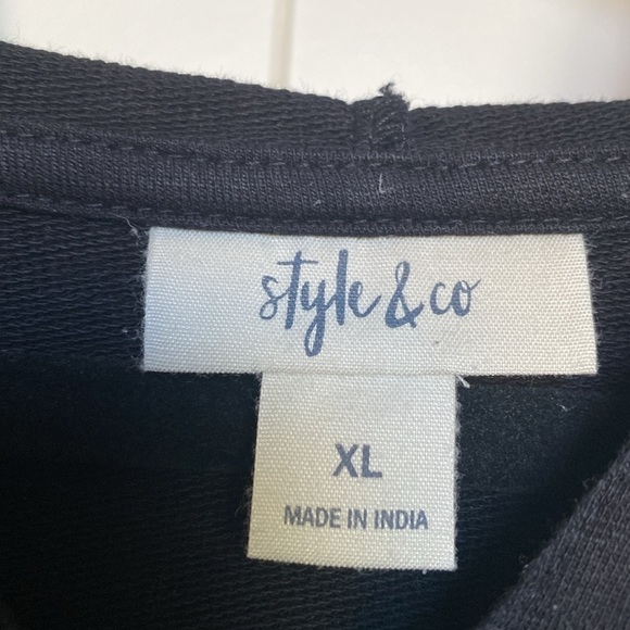 Style & Co Women's XL Cotton Embroidered Hoodie pop over shirt Top Tassles - Picture 5 of 8